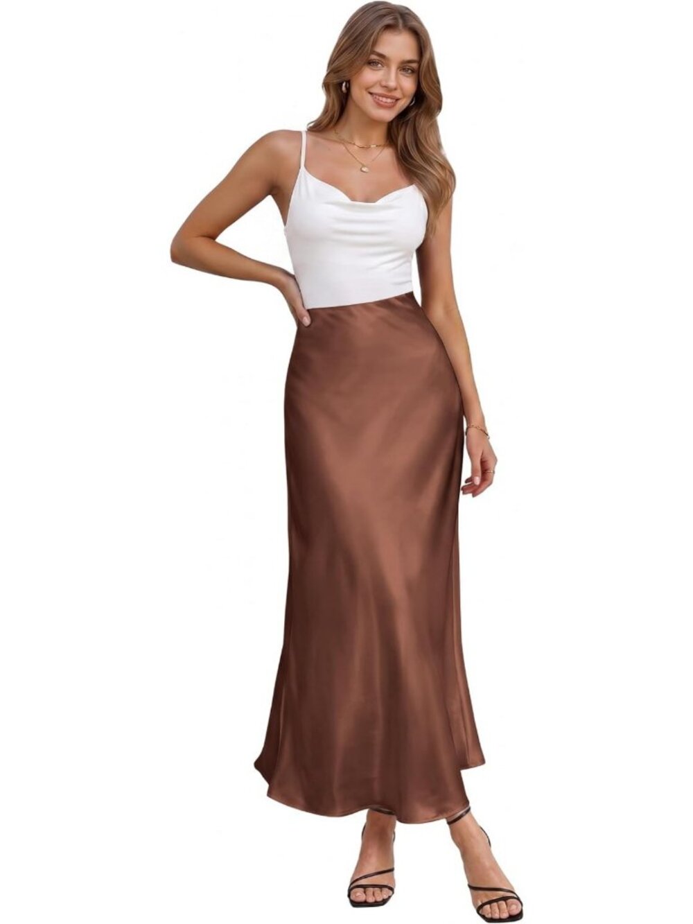 Chic High Waist Satin Maxi Skirt for Women | Elegant Evening & Casual Wear